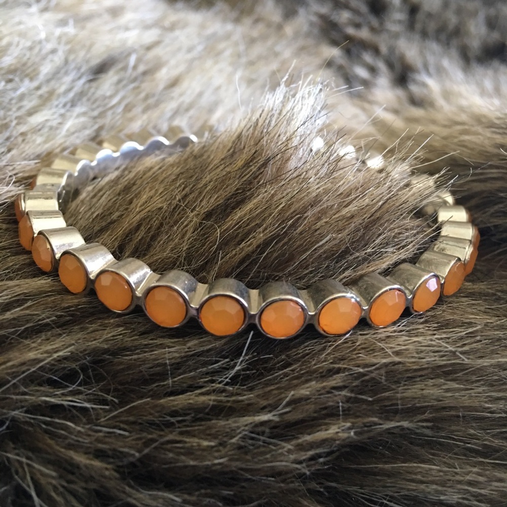 Faceted tangerine glass stone magnet bracelet